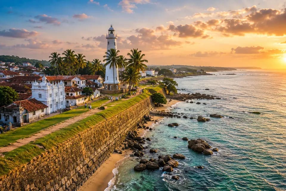 Galle Fort coastal streets in Sri Lanka