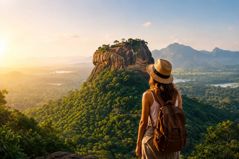 Aerial view of Sigiriya Lion Rock in Sri Lanka