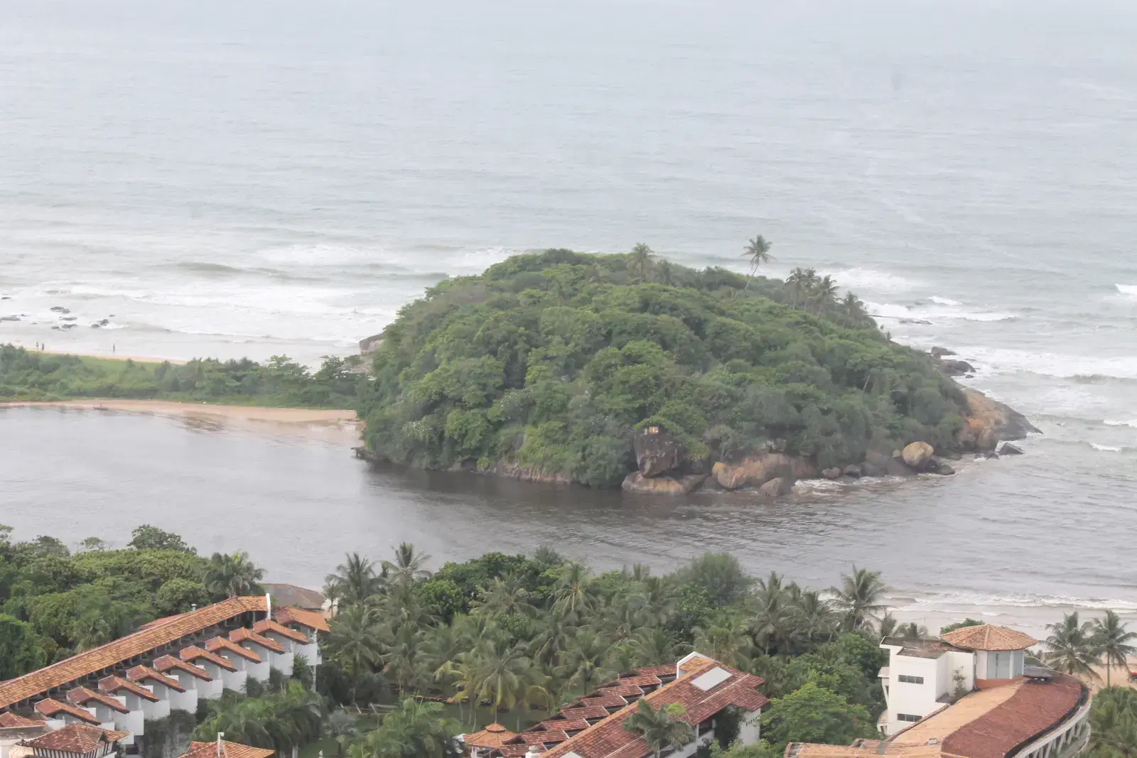 The Bentota River estuary where it meets the Indian Ocean