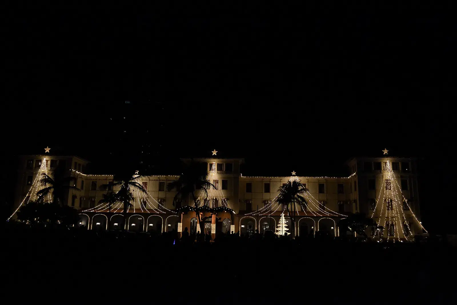 The Galle Face Hotel illuminated at night