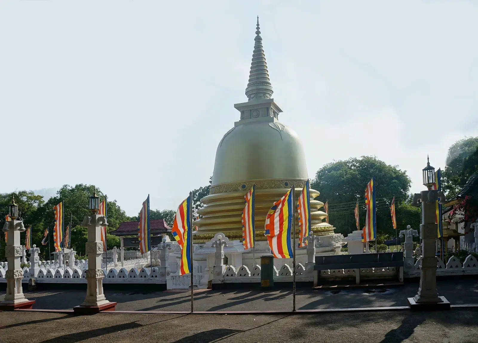 The golden seated Buddha statue at the Golden Temple, Dambulla