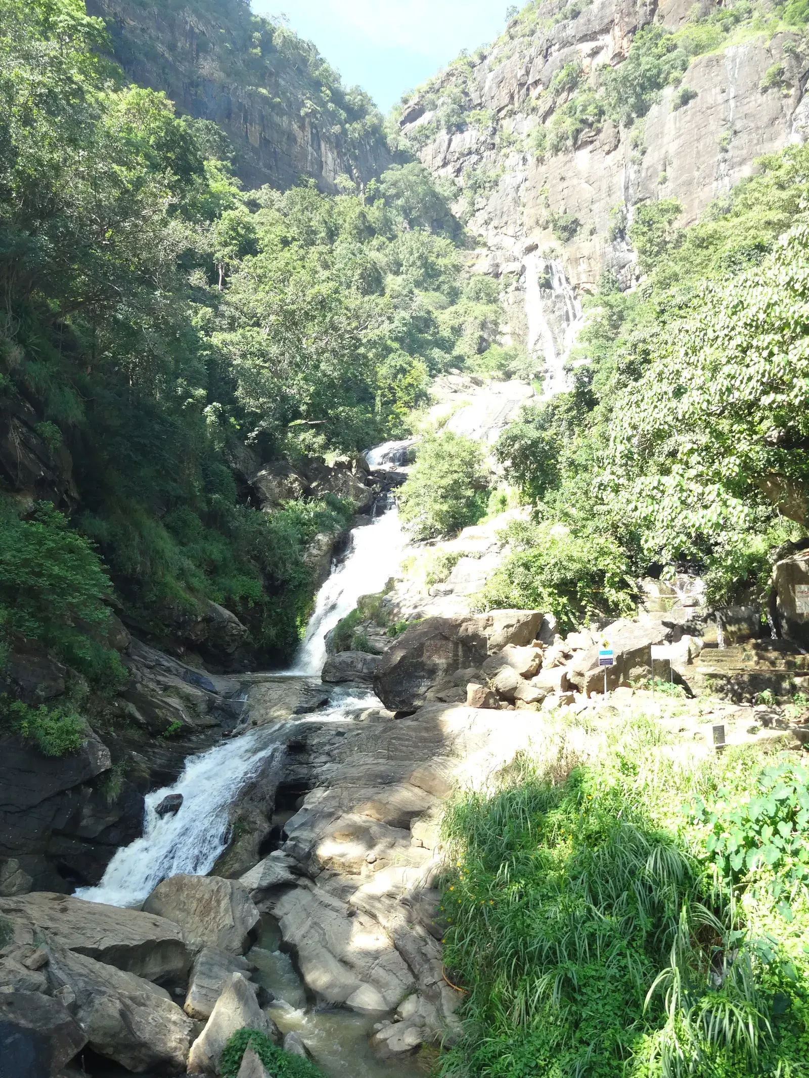Ravana Falls cascading down rocks near Ella