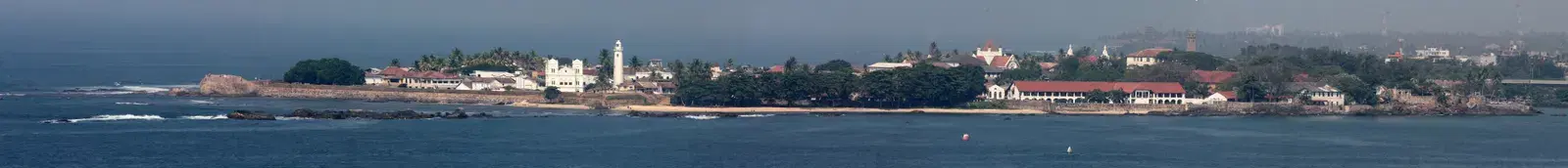 Wide panoramic view of Galle Fort's coastline