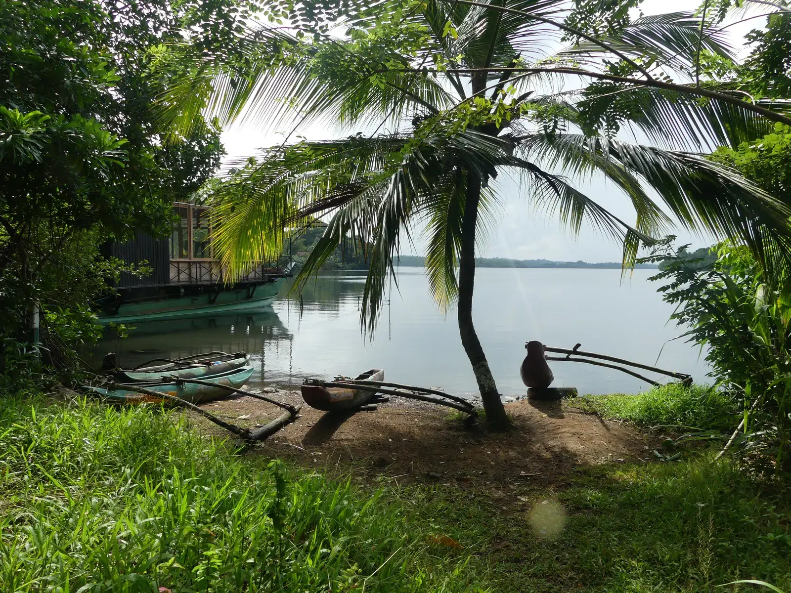 The brackish waters of Koggala Lake dotted with small islands