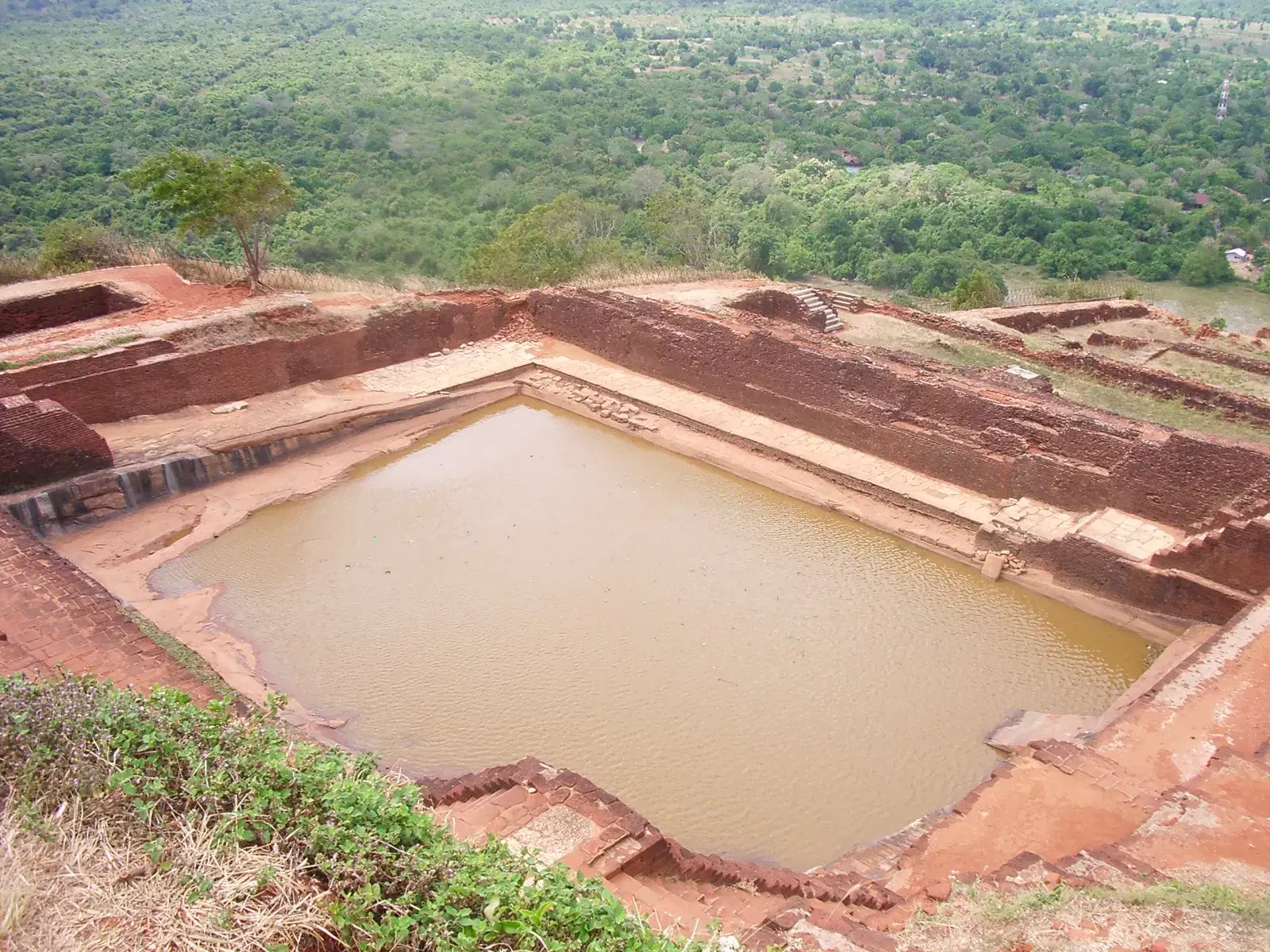 Sigiriya fortress rock viewed from the surrounding gardens