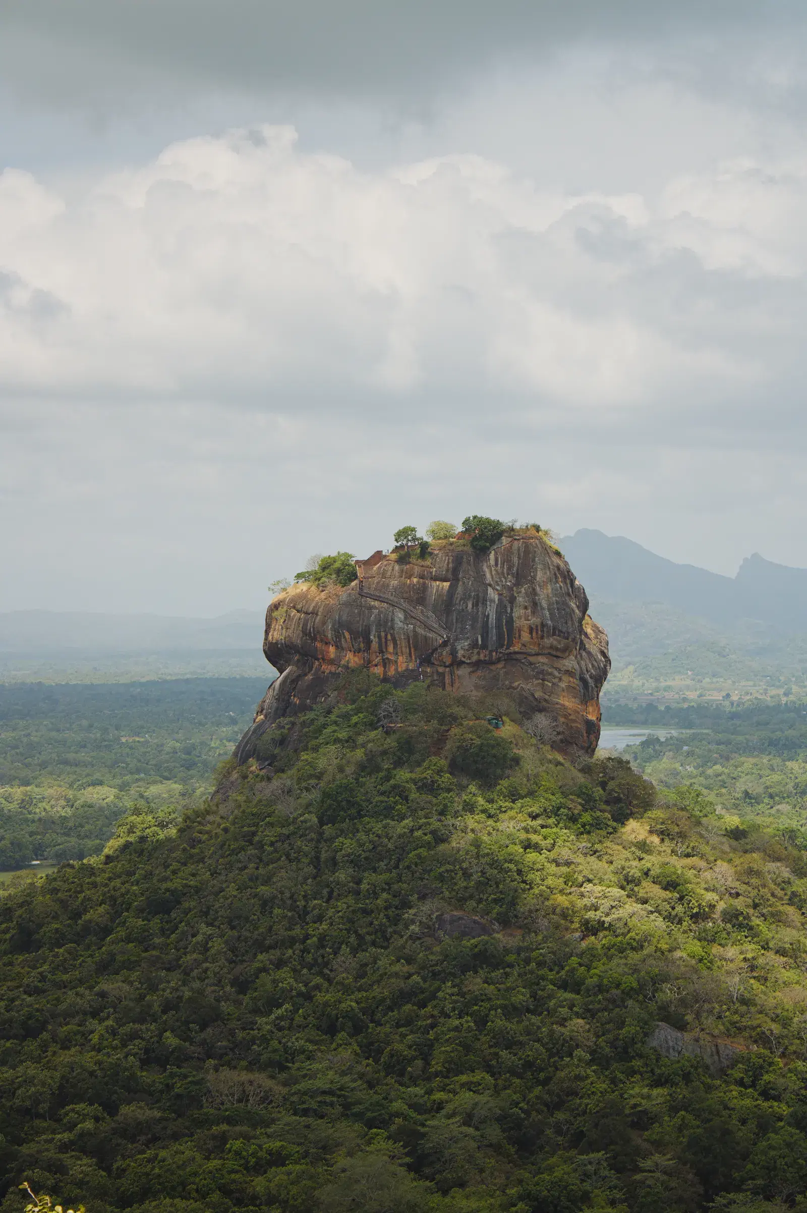 Sigiriya Rock Fortress rising from the jungle, seen from Pidurangala Rock