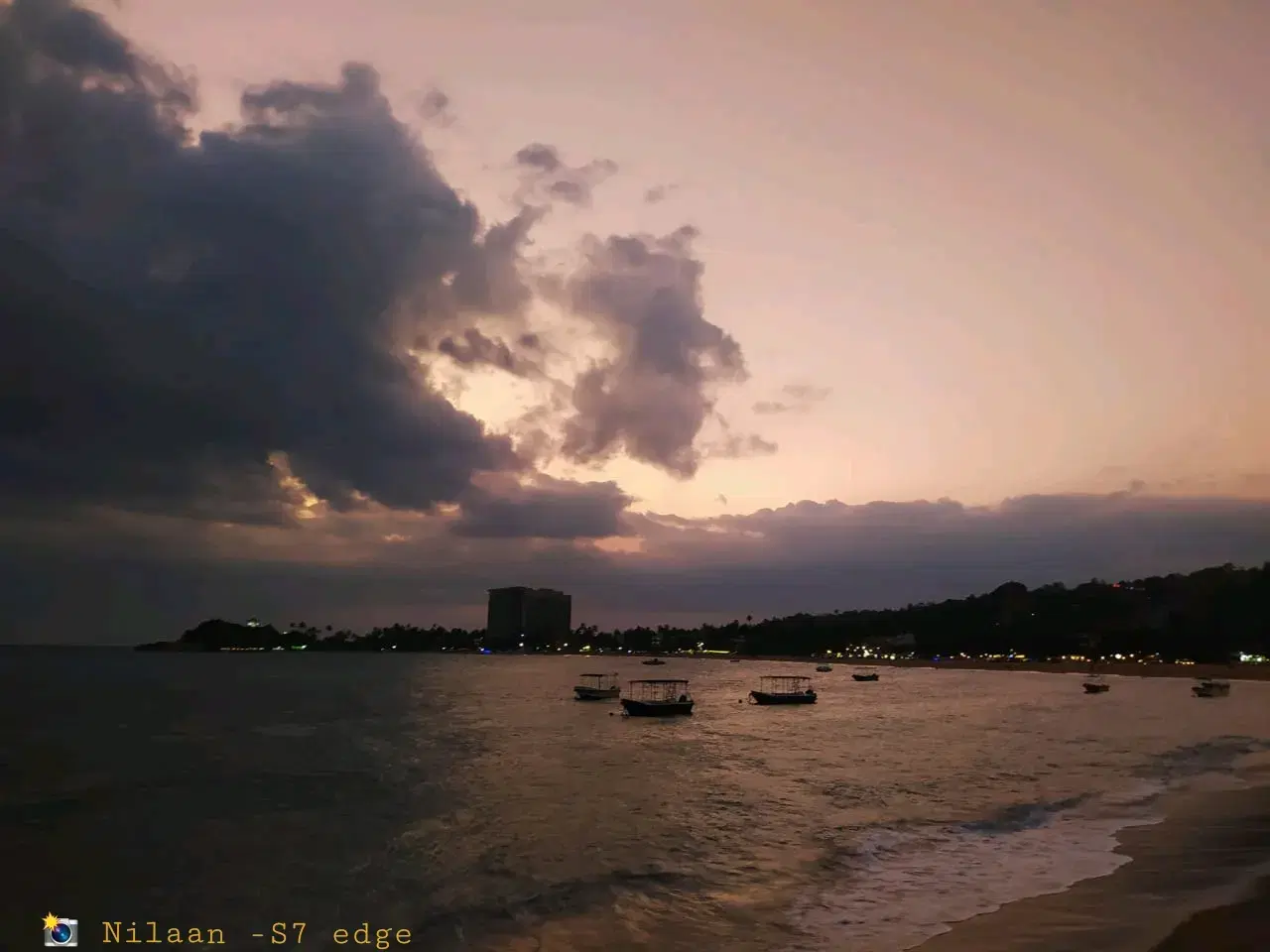 Unawatuna beach at night