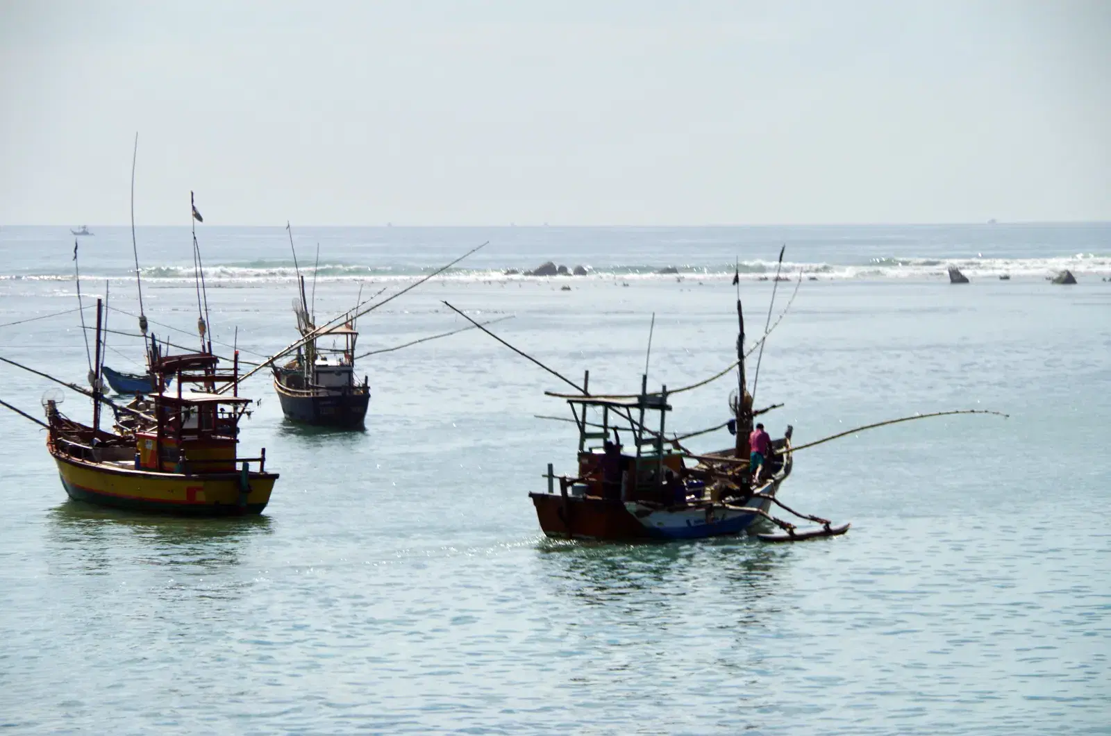 Traditional fishing boats at Weligama