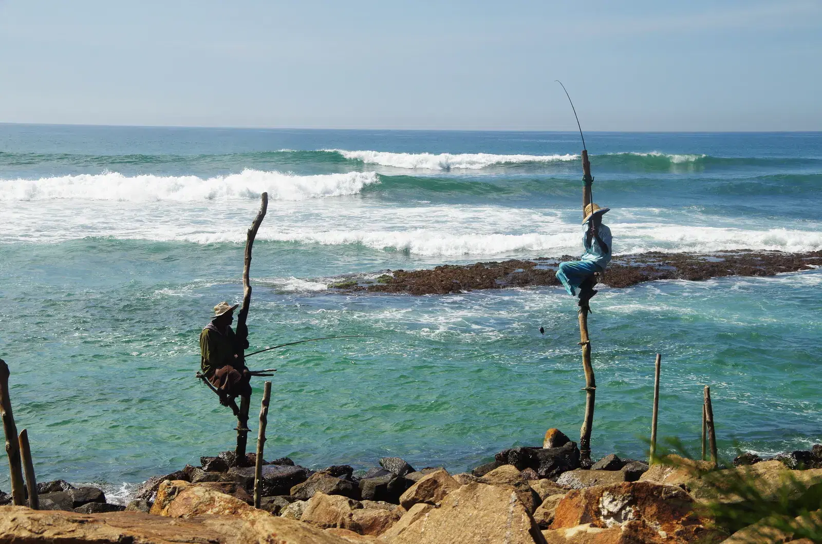 A stilt fisherman at Weligama, Sri Lanka